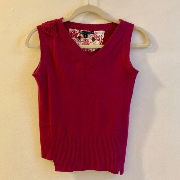 Burn 'n Violet Magenta Sweater Vest Crochet & Shells Boho Size XS - Picture 8 of 11